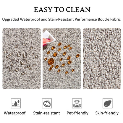 Divano a due posti imbottito in tessuto Boucle KINWELL con cuscini