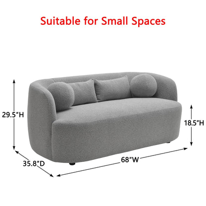 Divano a due posti imbottito in tessuto Boucle KINWELL con cuscini