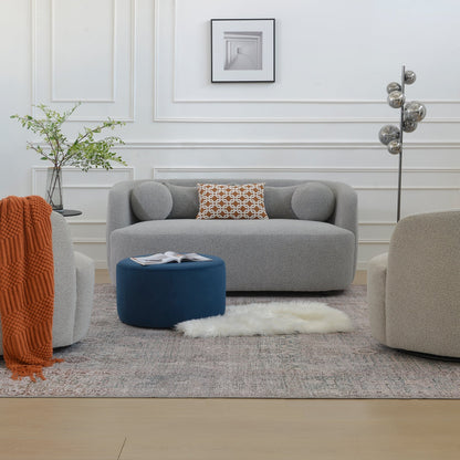 Divano a due posti imbottito in tessuto Boucle KINWELL con cuscini