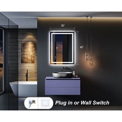 Specchio da bagno a LED antiappannamento super luminoso KIOTEE con retroilluminazione e illuminazione frontale, garanzia di 3 anni