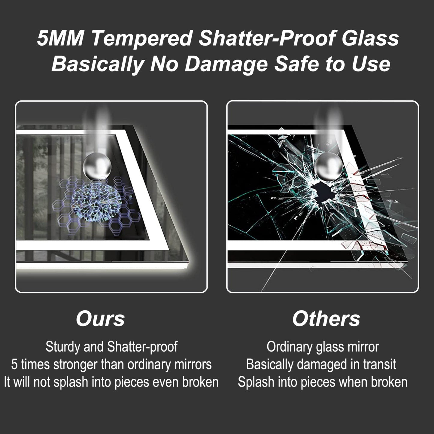 Specchio da bagno a LED antiappannamento super luminoso KIOTEE con retroilluminazione e illuminazione frontale, garanzia di 3 anni