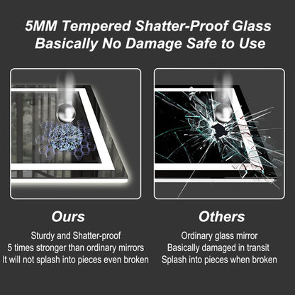 Specchio da bagno a LED antiappannamento super luminoso KIOTEE con retroilluminazione e illuminazione frontale, garanzia di 3 anni