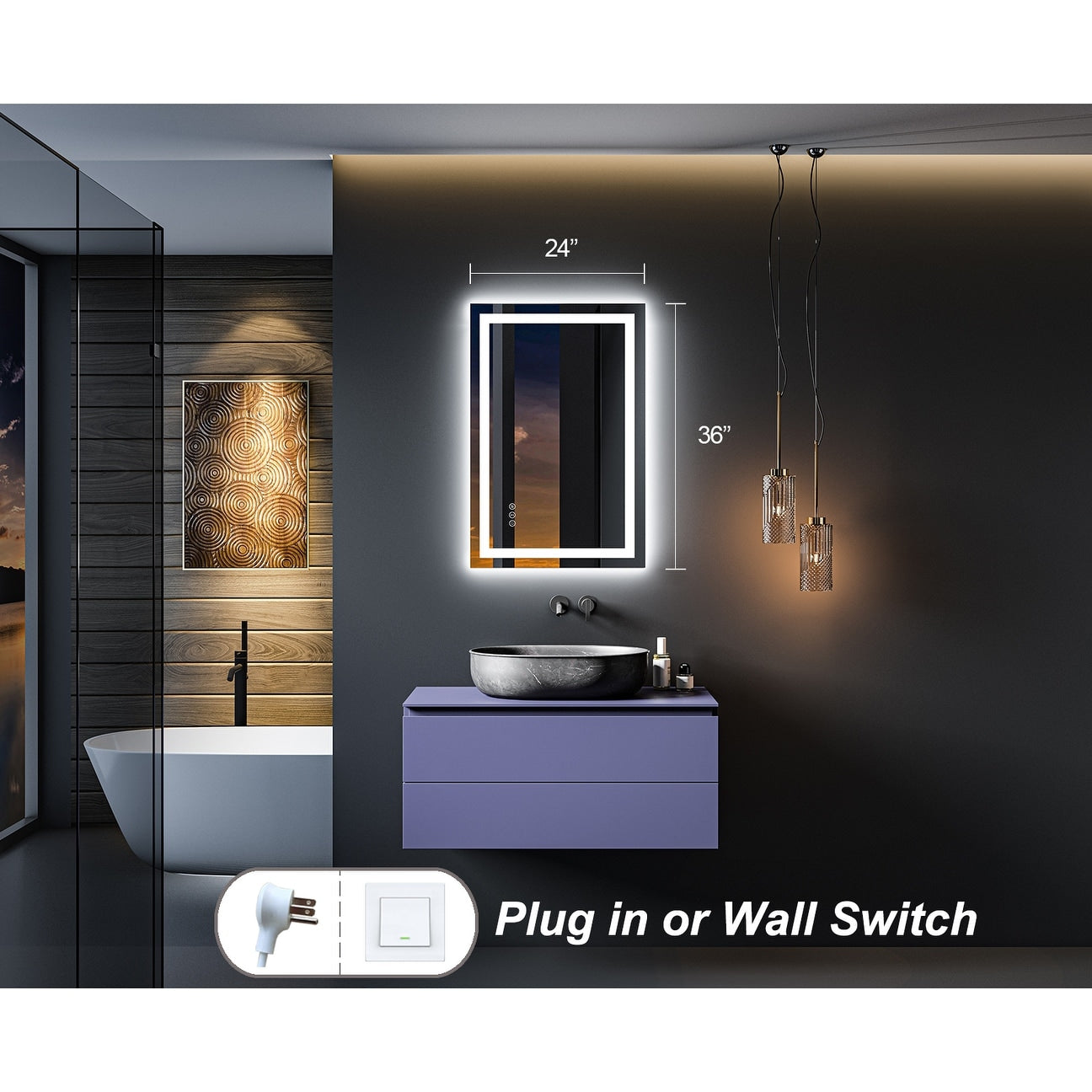 Specchio da bagno a LED antiappannamento super luminoso KIOTEE con retroilluminazione e illuminazione frontale, garanzia di 3 anni