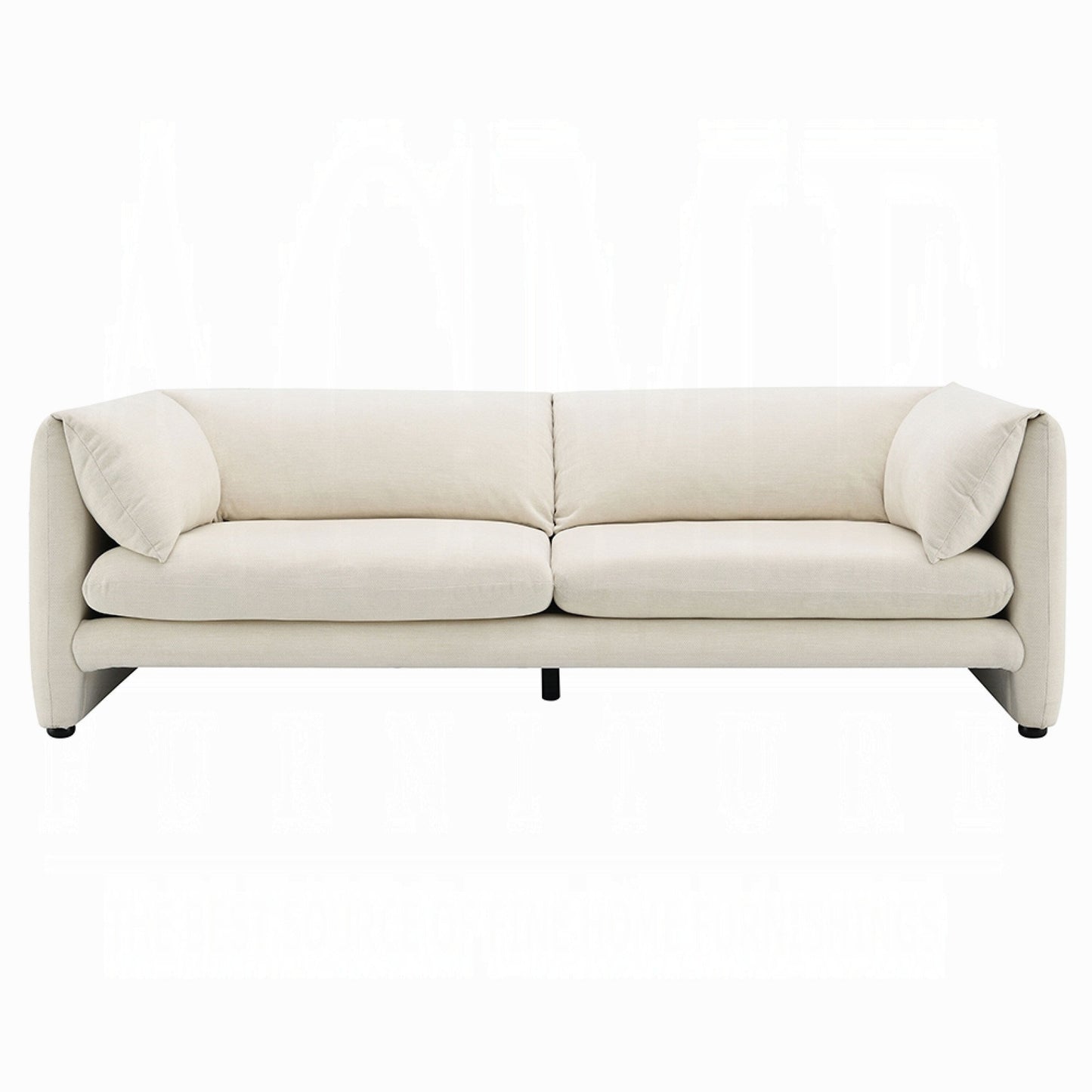 Divano Kami, braccioli sottili e minimalisti, moderno lino avorio da 89 pollici