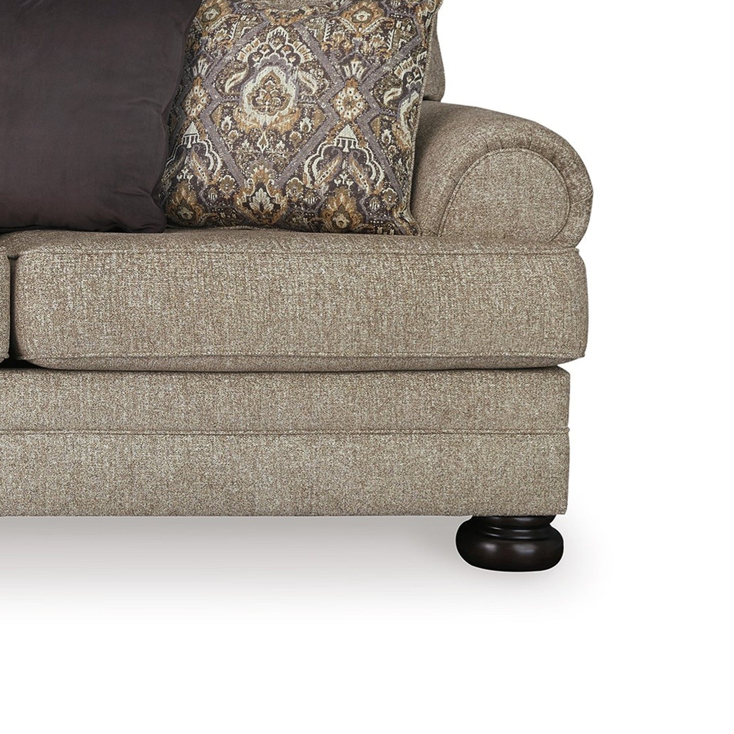 Divano Kana, 5 cuscini decorativi, 100 pollici, poliestere marrone classico