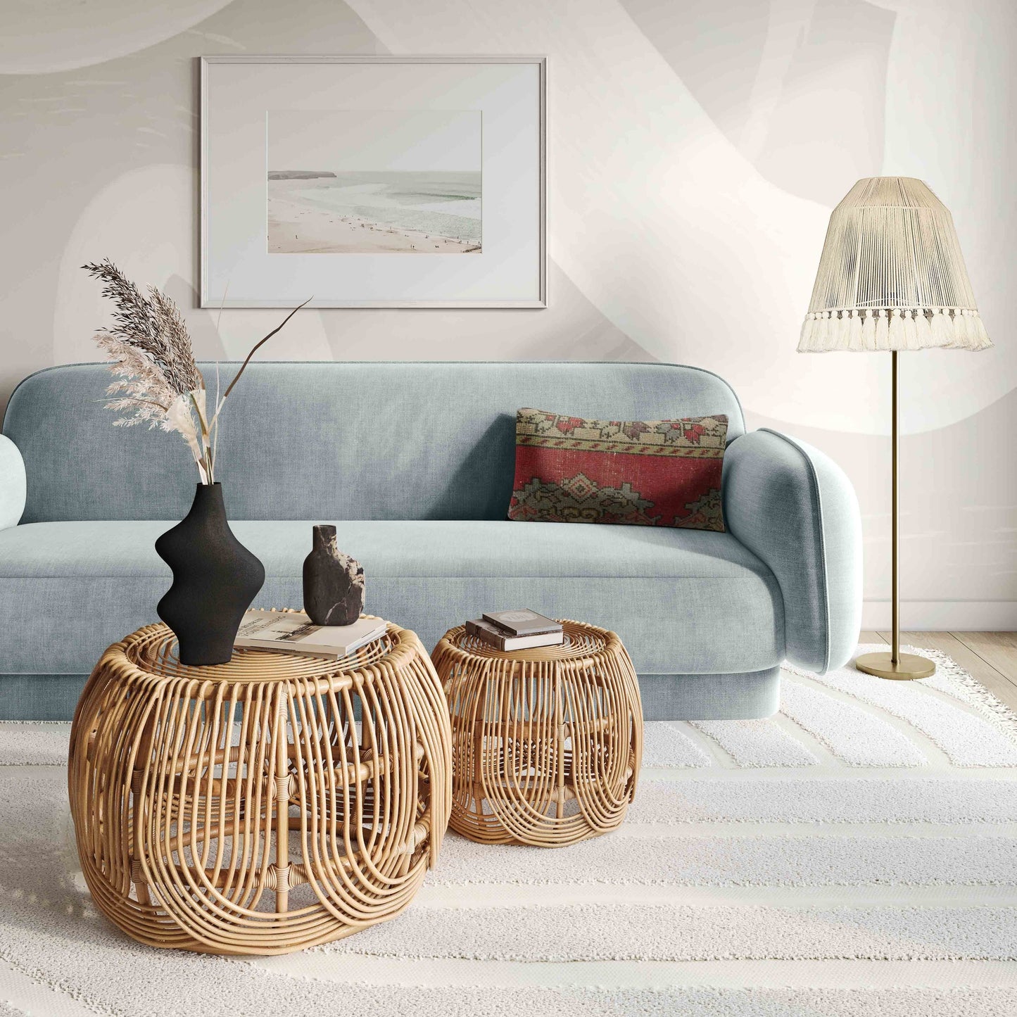 Divano in velluto testurizzato Kandor - 84,7 L x 34,3 P x 32,1 A