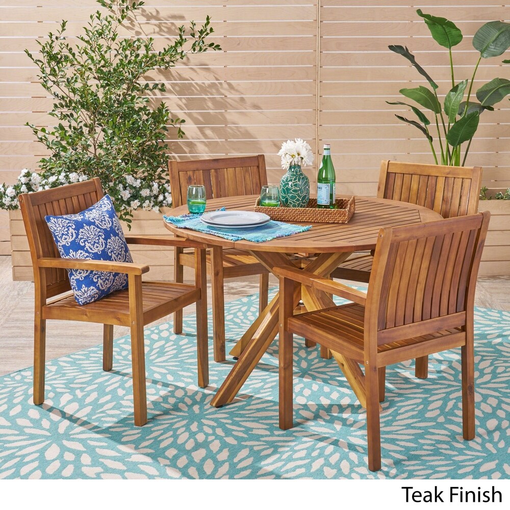 Set da pranzo Karen Outdoor in acacia da cinque pezzi di Christopher Knight Home