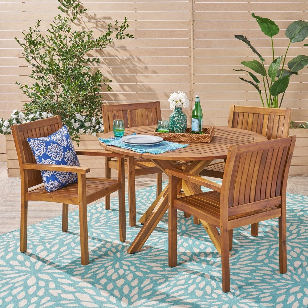 Set da pranzo Karen Outdoor in acacia da cinque pezzi di Christopher Knight Home