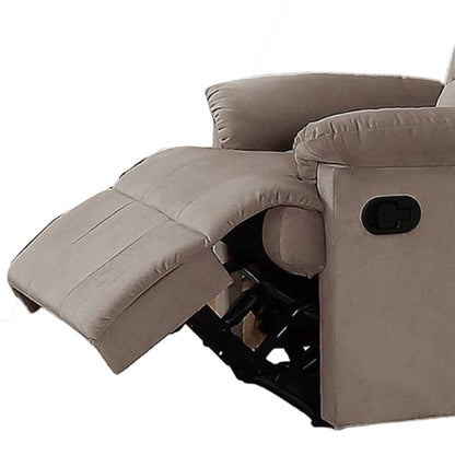 Poltrona reclinabile manuale Karry, in morbido velluto marrone chiaro, in legno massello