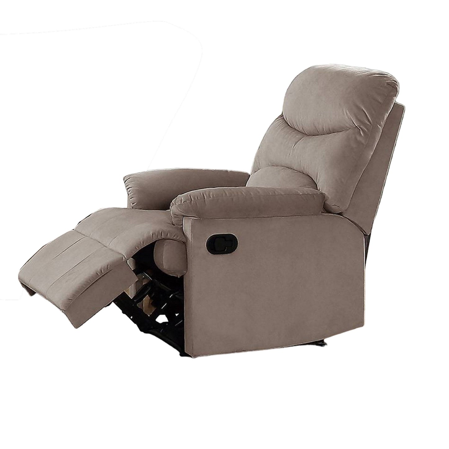 Poltrona reclinabile manuale Karry, in morbido velluto marrone chiaro, in legno massello