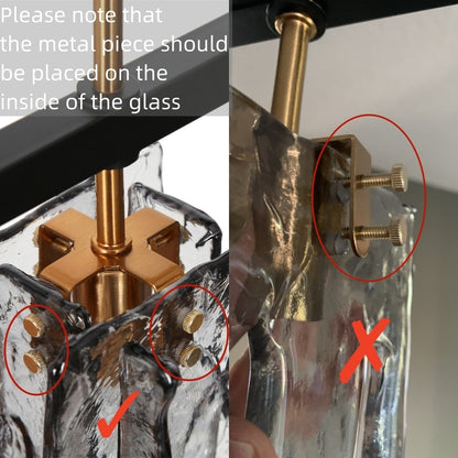 Lampadario lineare moderno Kasy a 5 luci con isola da cucina in vetro testurizzato, design unico