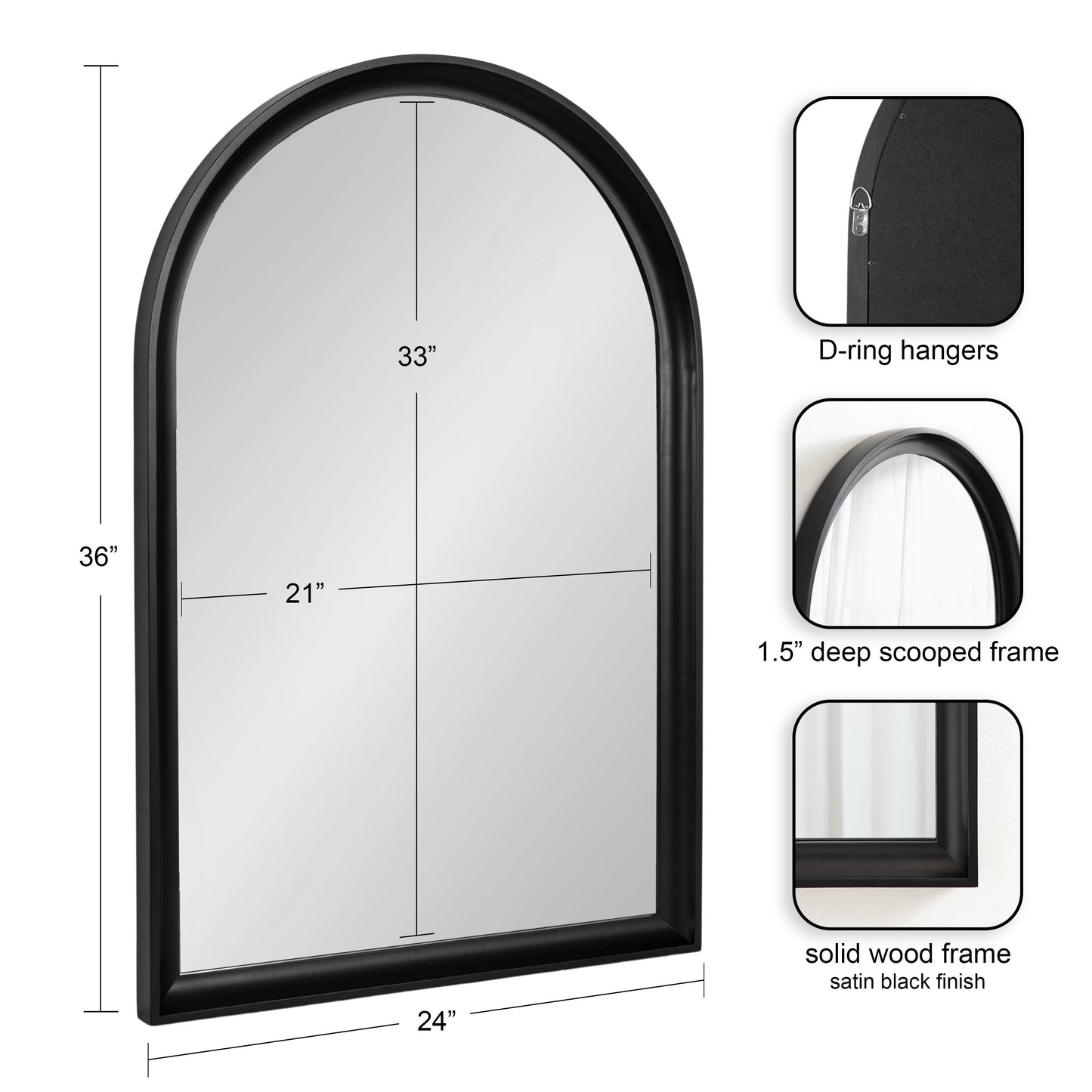 Specchio da parete in legno ad arco di Kate e Laurel Hatherleigh