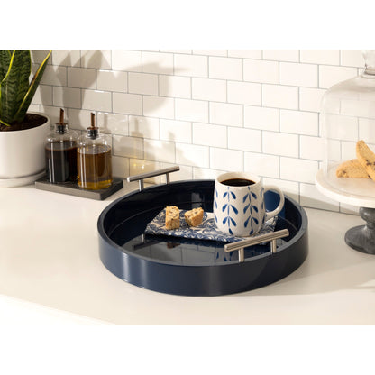 Vassoio decorativo rotondo Lipton di Kate e Laurel con manici in metallo