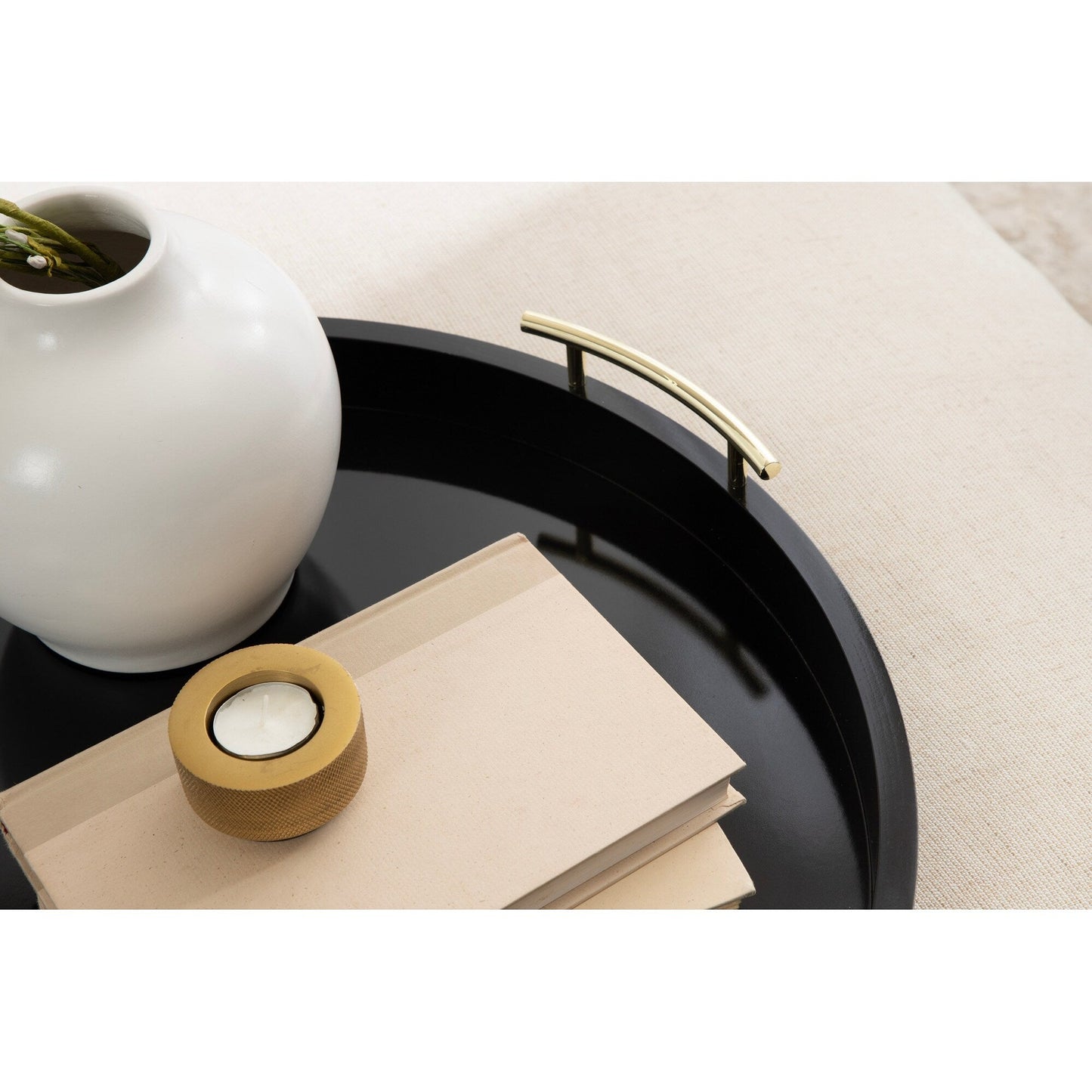 Vassoio decorativo rotondo Lipton di Kate e Laurel con manici in metallo