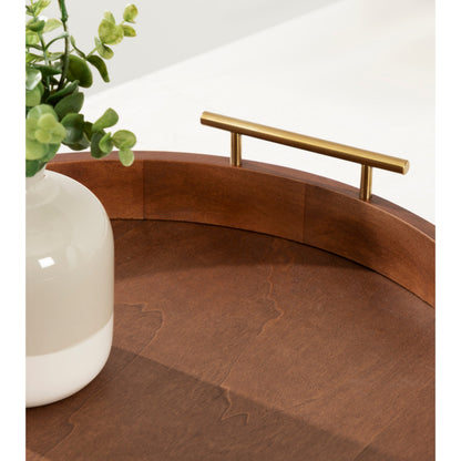 Vassoio decorativo rotondo Lipton di Kate e Laurel con manici in metallo