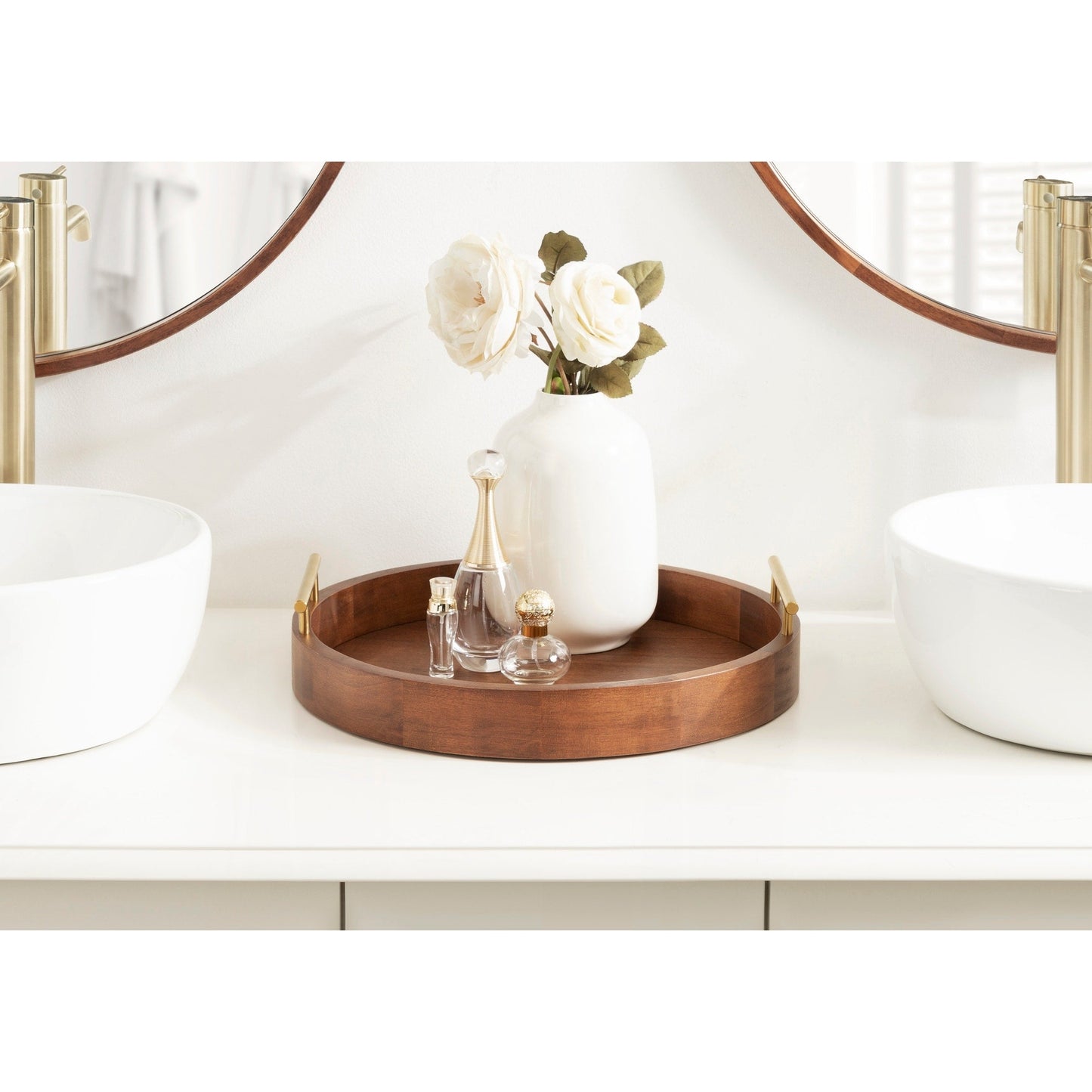 Vassoio decorativo rotondo Lipton di Kate e Laurel con manici in metallo