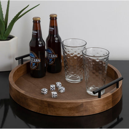 Vassoio decorativo rotondo Lipton di Kate e Laurel con manici in metallo