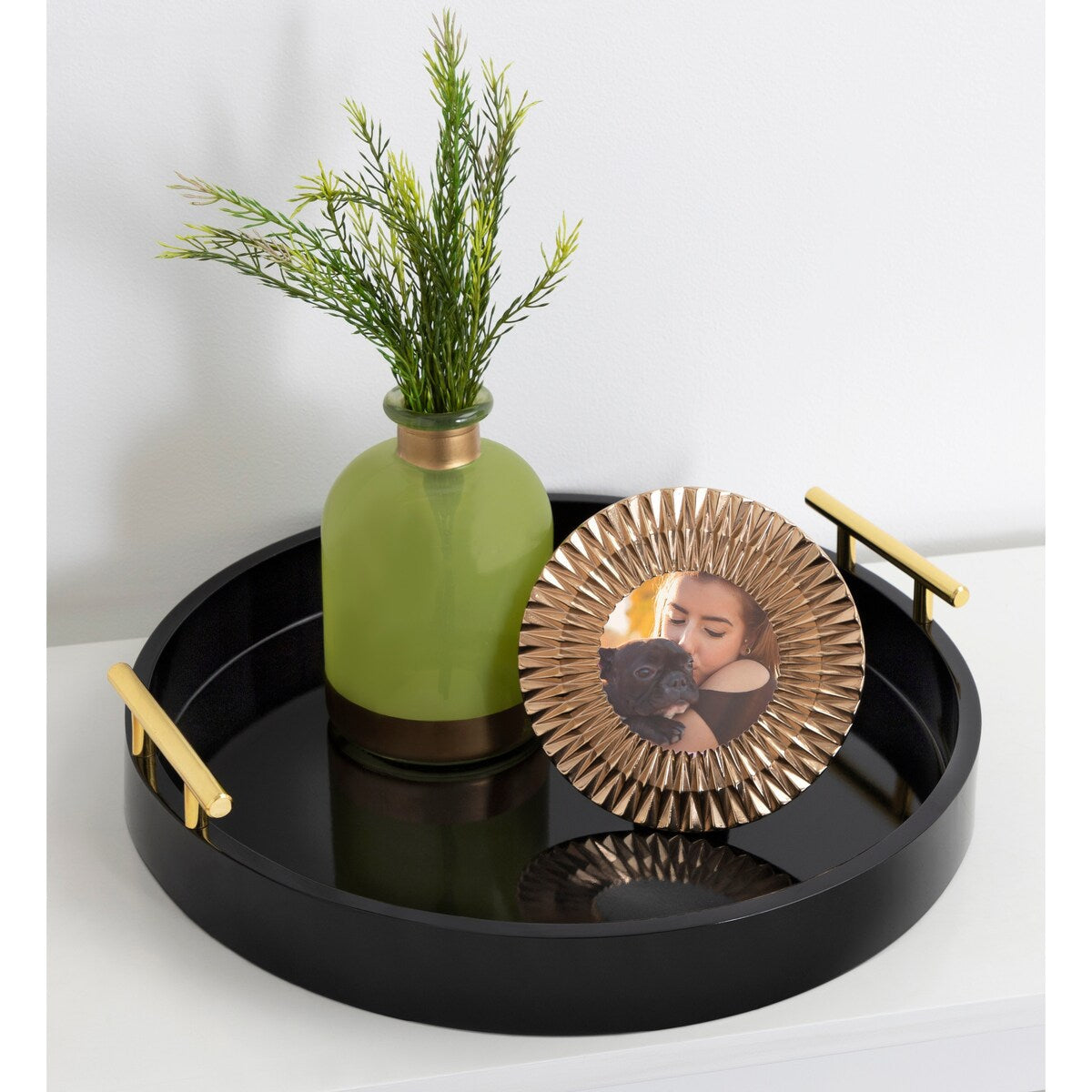 Vassoio decorativo rotondo Lipton di Kate e Laurel con manici in metallo