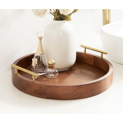 Vassoio decorativo rotondo Lipton di Kate e Laurel con manici in metallo