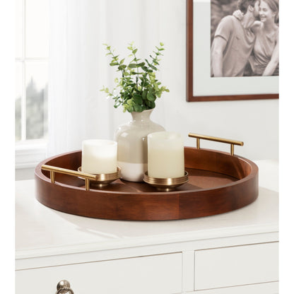 Vassoio decorativo rotondo Lipton di Kate e Laurel con manici in metallo