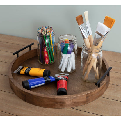 Vassoio decorativo rotondo Lipton di Kate e Laurel con manici in metallo