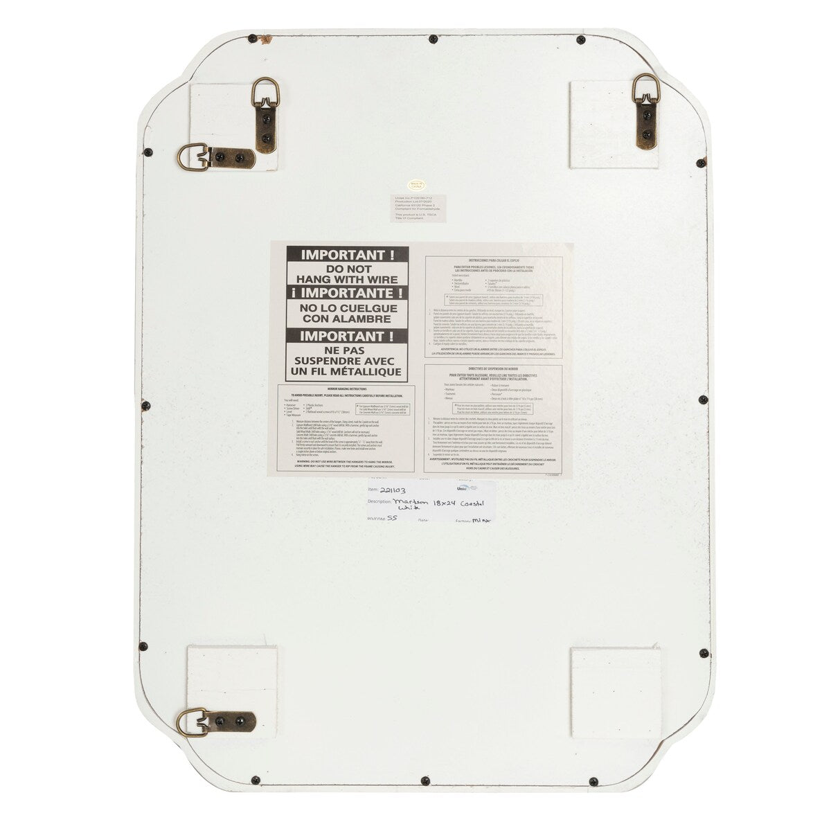 Specchio da parete quadrato in legno di Kate e Laurel Marston