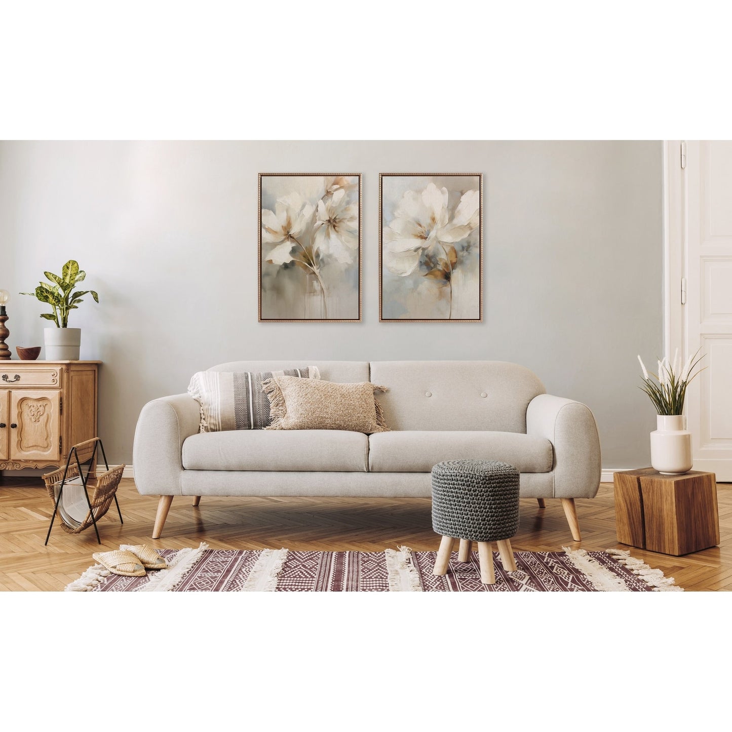 Kate e Laurel Sylvie Tela botanica astratta con perline