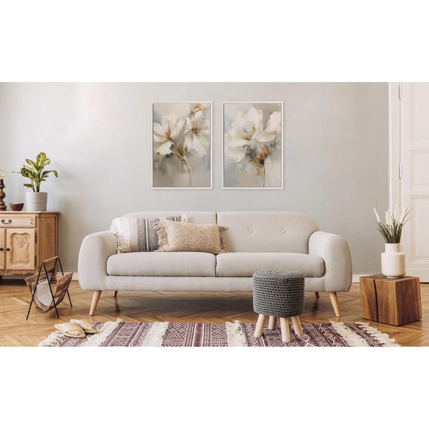 Kate e Laurel Sylvie Tela botanica astratta con perline