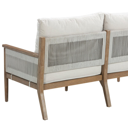 Set da conversazione da giardino Kayden Bohemian da 3 pezzi, divano a due posti e sedia da esterno con struttura in legno massello di acacia