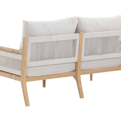 Set da conversazione da giardino Kayden Bohemian da 3 pezzi, divano a due posti e sedia da esterno con struttura in legno massello di acacia