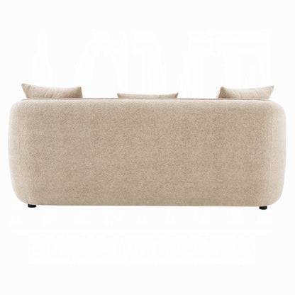 Divano Keina, 3 cuscini decorativi, schienale arrotondato, ciniglia beige, 79 pollici
