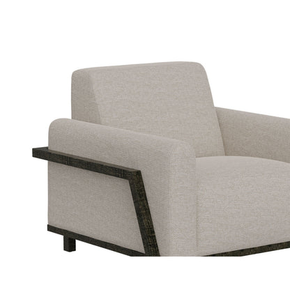 Divano Kelly, poliestere beige, 2 cuscini decorativi, legno di pino massello, 91 pollici