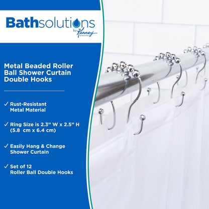 Tenda da doccia con rullo perline Kenney, doppi ganci, set da 12