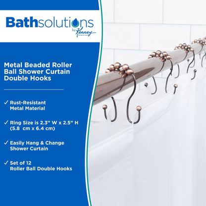 Tenda da doccia con rullo perline Kenney, doppi ganci, set da 12