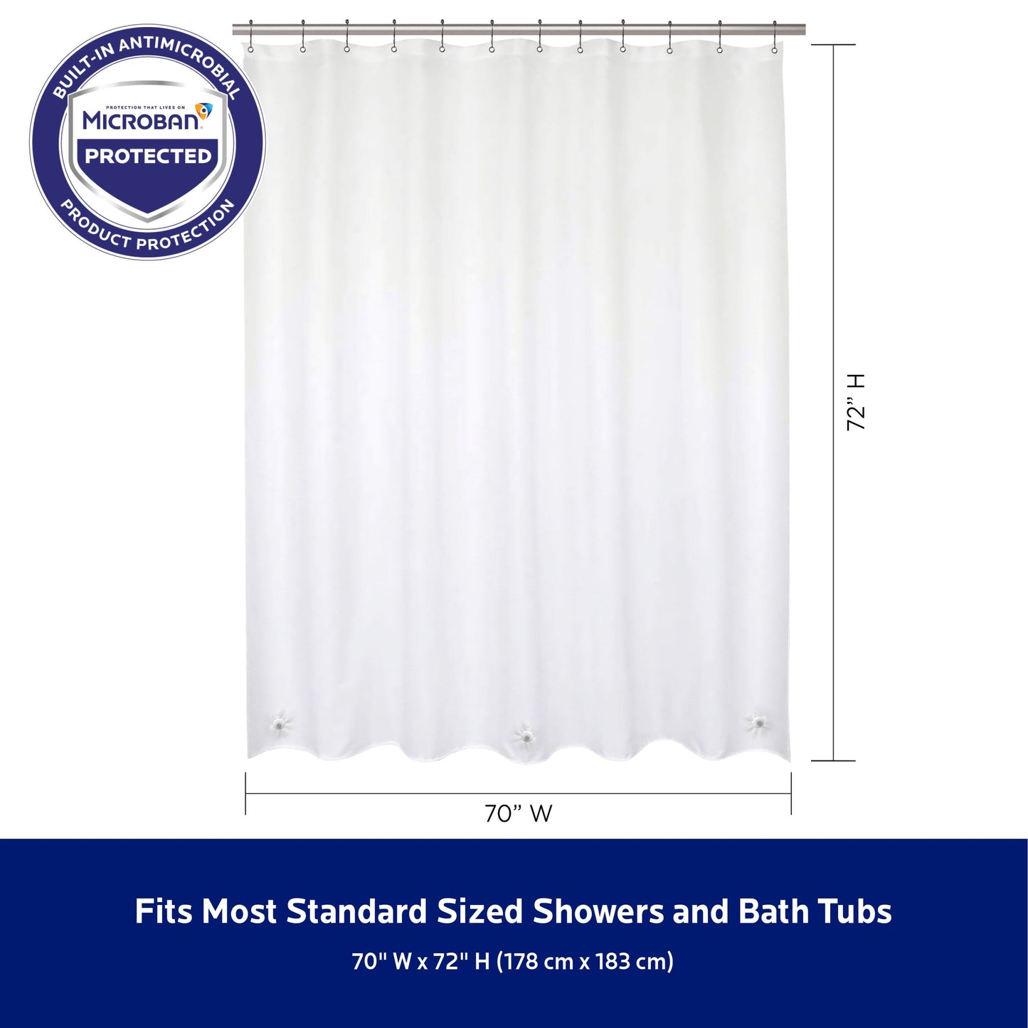 Rivestimento doccia Kenney Microban in PEVA pesante, 70 L x 72 A