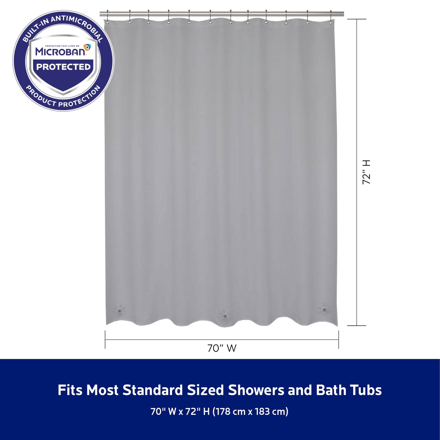 Rivestimento doccia Kenney Microban in PEVA di peso medio, 70 L x 72 A