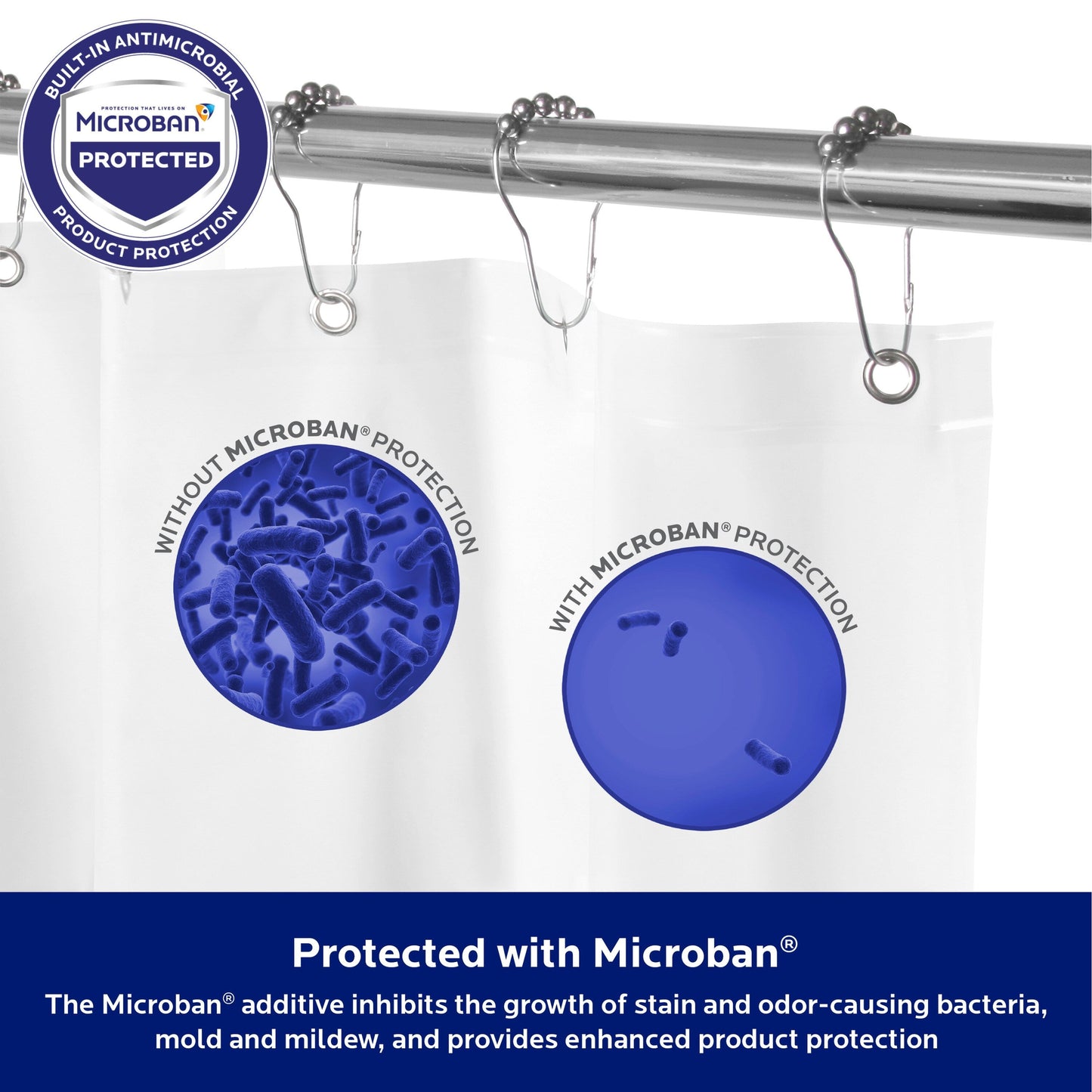 Rivestimento doccia Kenney Microban in PEVA di peso medio, 70 L x 72 A