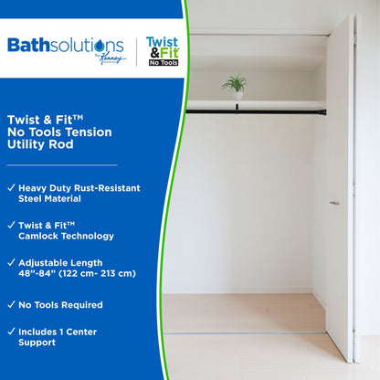 Asta di utilità Kenney Twist &amp; Fit 1 tensione, 48-84