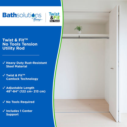 Asta di utilità Kenney Twist &amp; Fit 1 tensione, 48-84