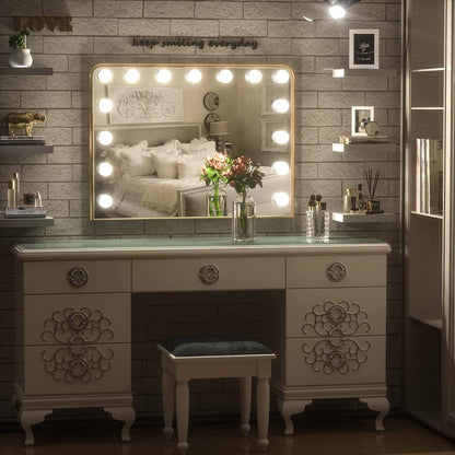 Specchio da trucco LED Keonjinn Hollywood con 15/18 luci LED