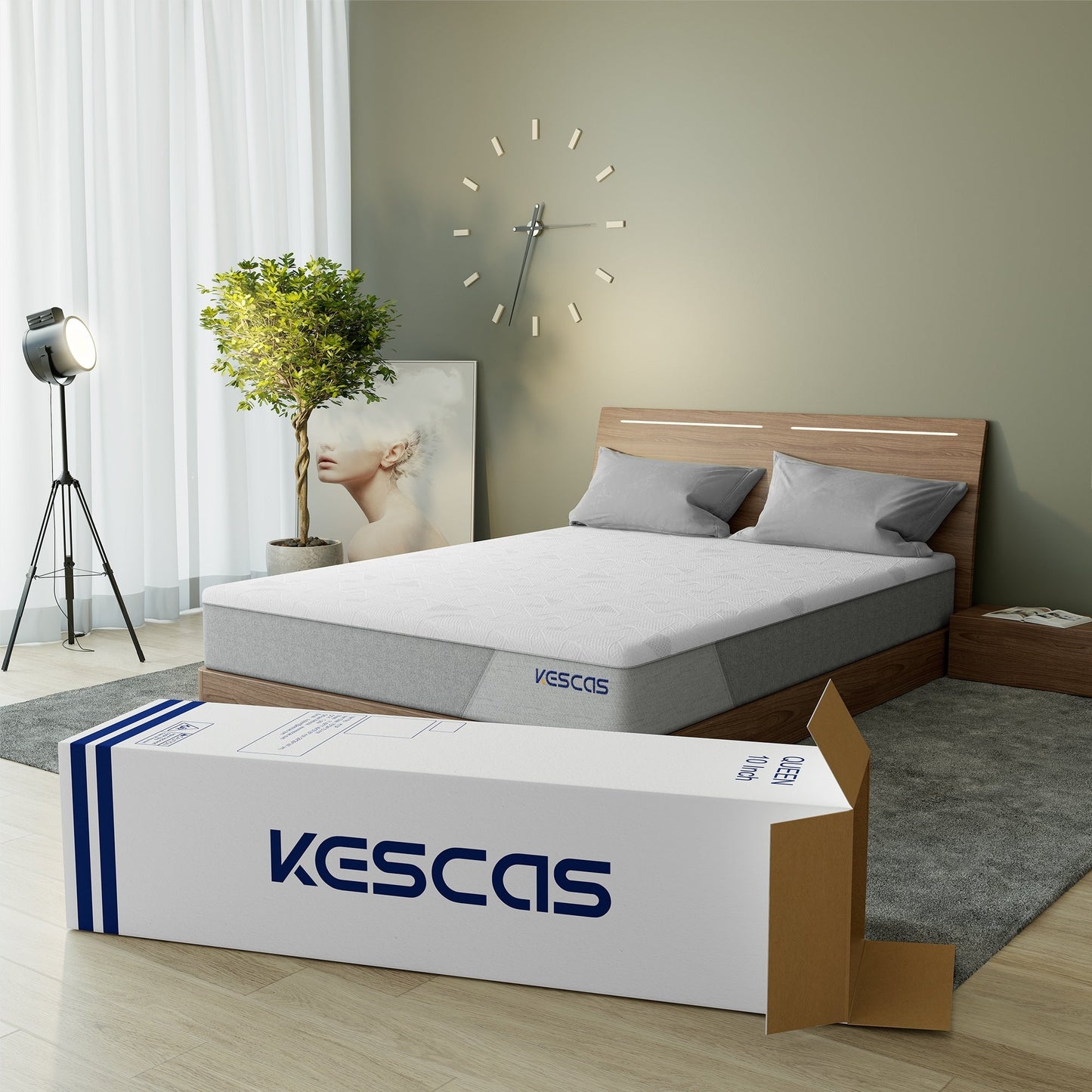 Materasso in memory foam Kescas da 8 pollici di medie dimensioni, compatibile con la struttura del letto regolabile