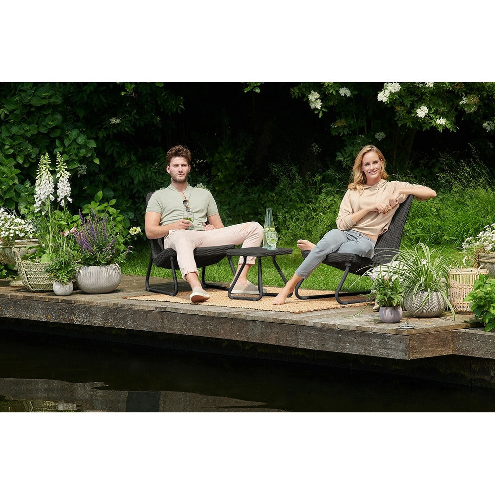 Set di 3 sedie e tavolo da conversazione per esterni Keter Rio, resistenti alle intemperie