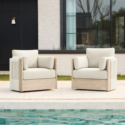 Sedia girevole per mobili da giardino in legno Khloe