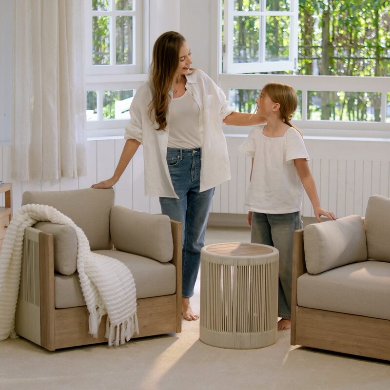 Sedia girevole per mobili da giardino in legno Khloe