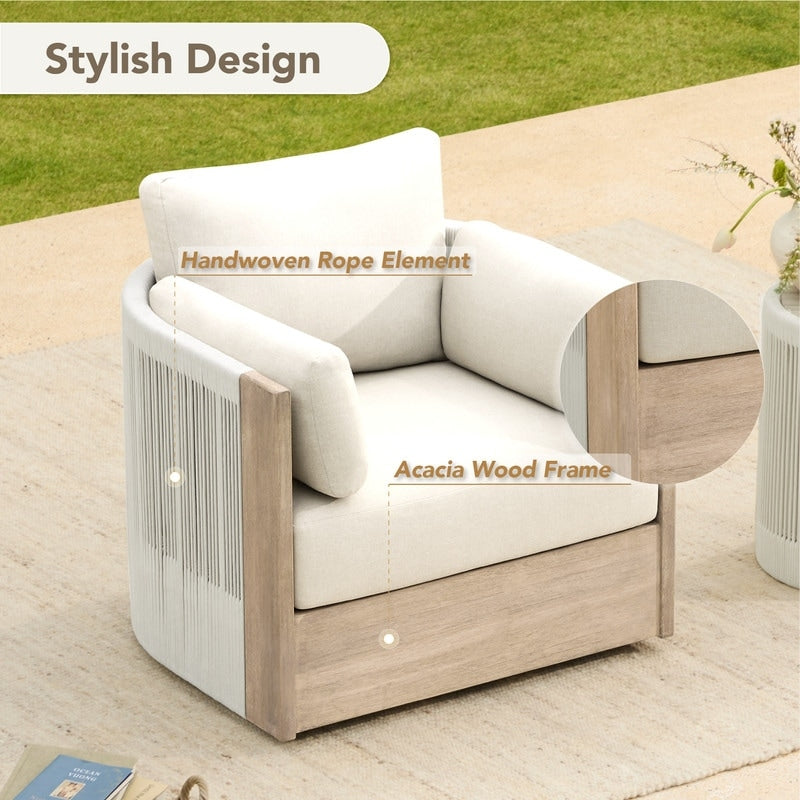 Sedia girevole per mobili da giardino in legno Khloe