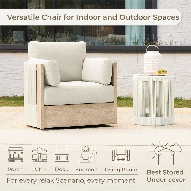 Sedia girevole per mobili da giardino in legno Khloe