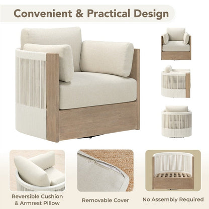 Sedia girevole per mobili da giardino in legno Khloe