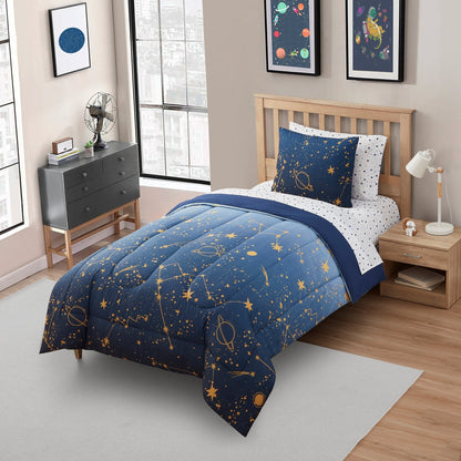 Set copripiumino, federa e lenzuola per letto Kids Galaxy Bed in a Bag