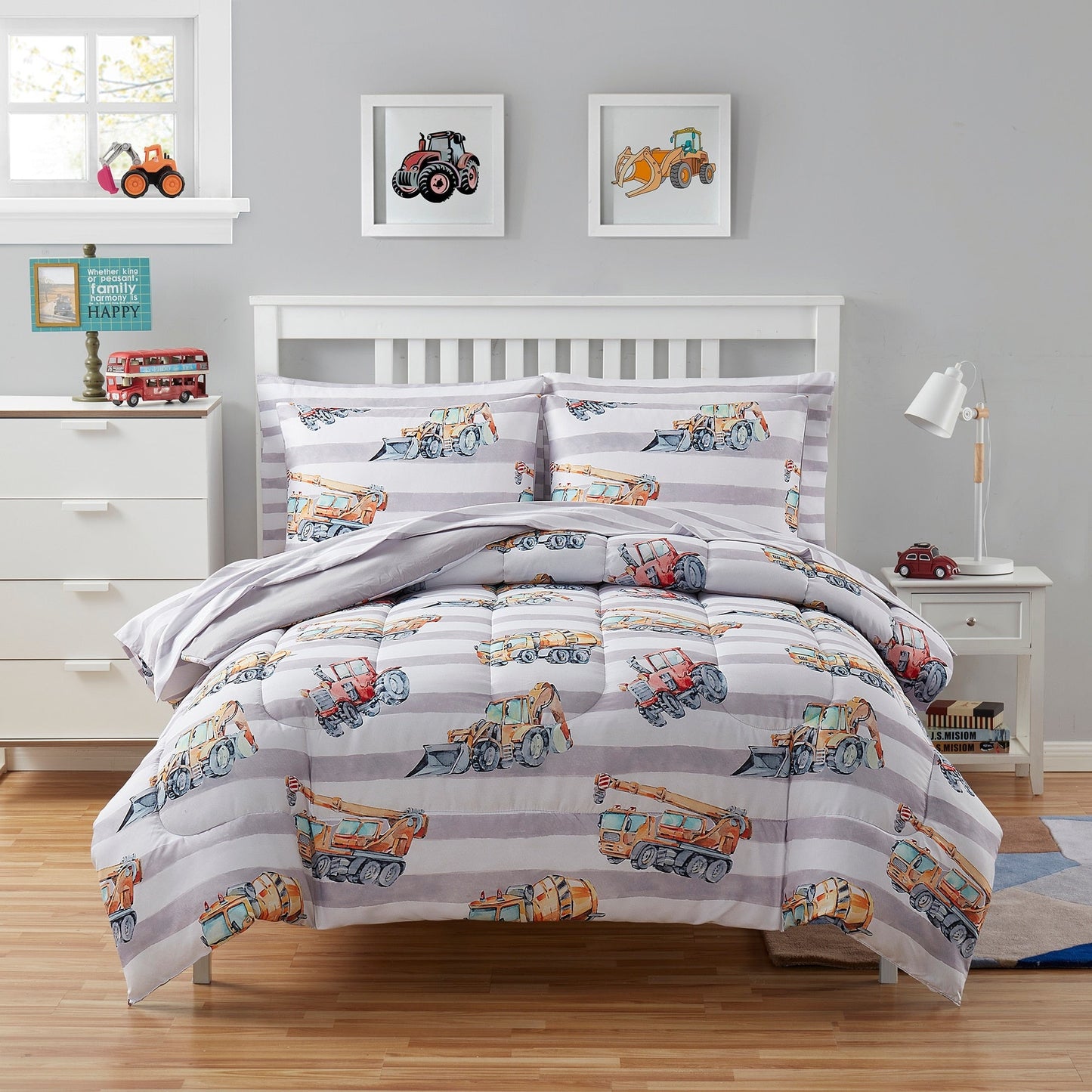 Set copripiumino, federa e lenzuola Kids Trucks Bed in a Bag da 5 pezzi