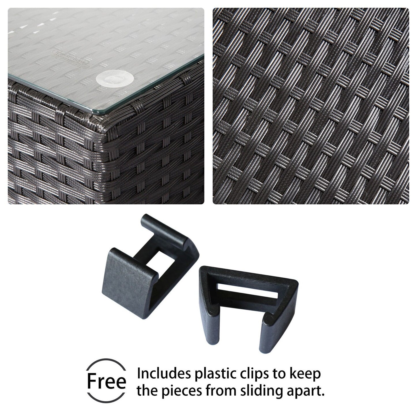 Divano componibile per esterni Kinbor da 9 pezzi, set da salotto in rattan e vimini, resistente alle intemperie, con cuscini, per patio e interni